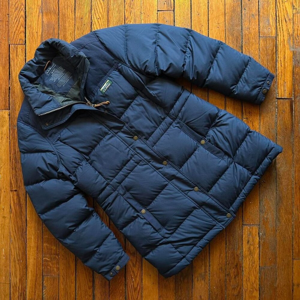 L.L. Bean Mountain Classic‎ Down Parka Puffer Jacket Women Navy Blue Hiking Gorp